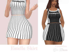 Sims 4 — Estelle Skirt by Dissia — High waist short striped skirt in black and white colors :) Available in 8 swatches