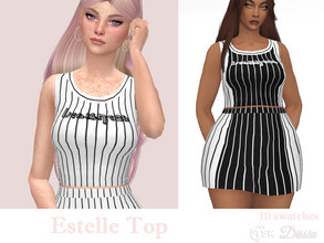 Sims 4 — Estelle Top by Dissia — Short striped tank top in black and white colors :) Available in 10 swatches
