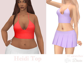 Sims 4 — Heidi Top by Dissia — Short tank top tied at neck in many colors ;) Available in 47 swatches