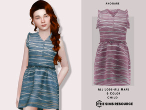 Sims 4 — Dress No.234 by _Akogare_ — Akogare Dress No.234 -6 Colors - New Mesh (All LODs) - All Texture Maps - HQ