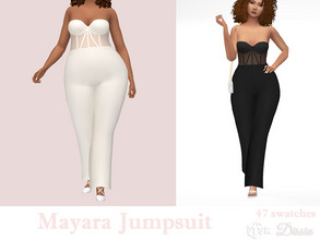 Sims 4 — Mayara Jumpsuit by Dissia — Long bottom jumpsuit with corset top Available in 47 swatches