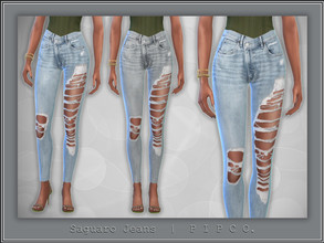 Sims 4 — Saguaro Jeans (Ripped). by Pipco — Ripped jeans in 3 colors. Base Game Compatible New Mesh All Lods HQ