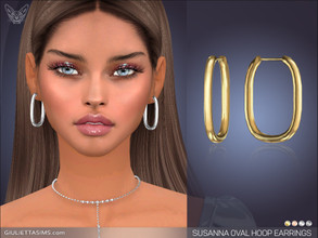 Sims 4 — Susanna Oval Hoop Earrings by feyona — Susanna Oval Hoop Earrings come in 4 colors of metal: yellow gold, white