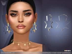 Sims 4 — Oversized Star Hoop Earrings by feyona — Oversized Star Hoop Earrings come in 4 colors of metal: yellow gold,