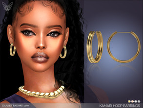 Sims 4 — Kamari Thick Hoop Earrings by feyona — Kamari Thick Hoop Earrings come in 4 colors of metal: yellow gold, white