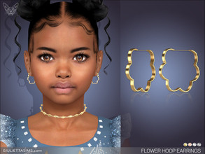 Sims 4 — Flower Hoop Earrings For Kids by feyona — Flower Hoop Earrings For Kids come in 4 colors of metal: yellow gold,