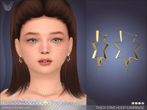 Sims 4 — Thick Star Hoop Earrings For Kids by feyona — Thick Star Hoop Earrings For Kids come in 4 colors of metal: