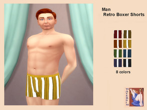 Sims 4 — Man Retro Boxer Shorts - RC by watersim44 — ws Man Retro Boxer Shorts recolor. Underware Sleep - Maxis Match ~