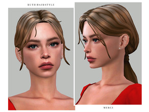 Sims 4 — Ruth Hairstyle by -Merci- — New Maxis Match Hairstyle for Sims4. -24 EA Colours. -For female, teen-elder. -Base