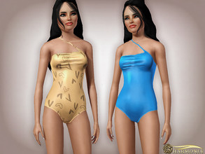 Sims 3 — Shinny One-Shoulder Swimsuit by Harmonia — 4 color. recolorable Please do not use my textures. Please do not