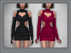 Sims 4 — Love Dress. by Pipco — A trendy cutout dress in 18 colors. Base Game Compatible New Mesh All Lods HQ Compatible