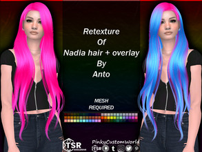 Sims 4 — Retexture of Nadia hair + overlay by Anto by PinkyCustomWorld — Beautiful very long alpha hairstyle originally