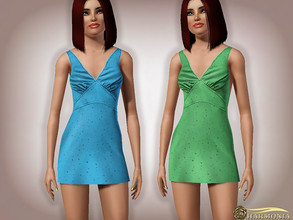 Sims 3 — Polka Dot Soft Satin Dress by Harmonia — 3 color. Recolorable Please do not use my textures. Please do not