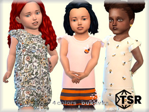 Sims 4 — Top Bee  by bukovka — T-shirt for girls toddler. Installed standalone, suitable for the base game. 4 color