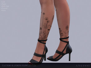 Sims 4 — Tattoo-Random Flowers n26 by ANGISSI — * 3 black options (right,left,both legs) * HQ compatible * Female+Male *