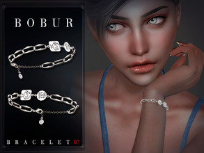 Sims 4 — Simple silver chain bracelet L by Bobur2 — Simple silver chain bracelet with inscription on the left hand 1