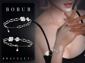 Sims 4 — Simple silver chain bracelet R by Bobur2 — Simple silver chain bracelet with inscription on the right hand 1