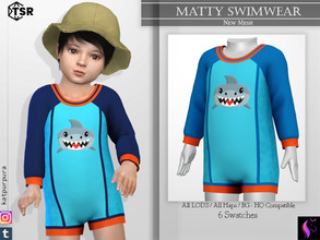 Sims 4 — Matty Swimwear by KaTPurpura — Toddler Boys Long Sleeve Shark Print Full Body Swimsuit