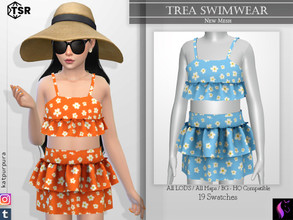 Sims 4 — Trea Swimwear by KaTPurpura — Swimsuit with layered skirt and ruffled top, for a different