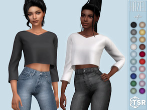 Sims 4 — Hazel Top by Sifix2 — A simple baggy crop sweater. Comes in 20 colors for teen, young adult and adult sims.