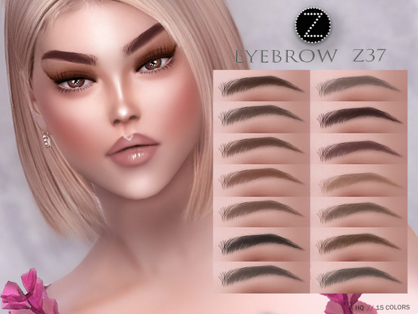 Sims 4 — EYEBROW Z37 by ZENX — -Base Game -All Age -For Female -15 colors -Works with all of skins -Compatible with HQ