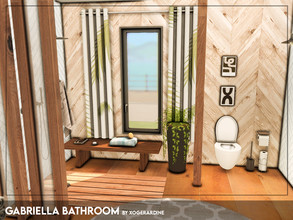 Sims 4 — Gabriella Bathroom (TSR only CC) by xogerardine — Modern, wooden bathroom.