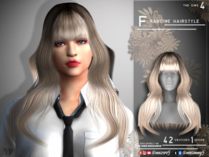 Sims 4 — Francine Hairstyle by Mazero5 — Long semi curl hair with full bangs Color varies from earth colors to vivid 42