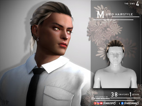 Sims 4 — Mario Hairstyle by Mazero5 — Medium size brushed back hair that is tie up behind 38 Swatches to choose from