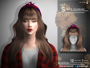 Sims 4 — Simple Headband by Mazero5 — Checkered pattern simplicity headband along with messy ribbon with pearl 10