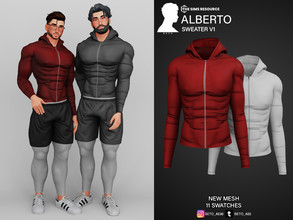 Sims 4 — Alberto (Top V1) by Beto_ae0 — Men's sports shirt with custom muscles - 11 colors - New Mesh - All Lods - All
