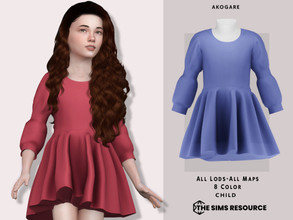 Sims 4 — Dress No.235 by _Akogare_ — Akogare Dress No.235 -8 Colors - New Mesh (All LODs) - All Texture Maps - HQ
