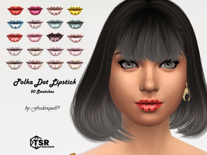Sims 4 — Polka Dot Lipstick by Frederique89 — 20 Swatches of Polka dot lipstick