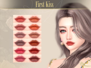 Sims 4 — First Kiss Lipstick by Kikuruacchi — - It is suitable for Female. ( Teen to Elder ) - 12 swatches - HQ