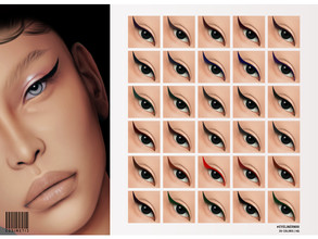Sims 4 — Cat Eyeliner | N98 by cosimetic — - Female - 30 Swatches. - 30 Custom thumbnail. - You can find it in the makeup