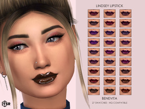 Sims 4 — Lindsey Lipstick [HQ] by Benevita — Lindsey Lipstick HQ Mod Compatible 27 Swatches I hope you like!