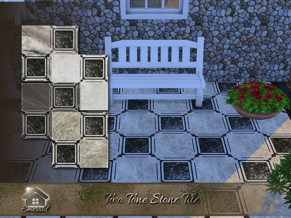 Sims 4 — Two Tone Stone Tile by Emerald — Add beauty to your floor with two tone stone tile.