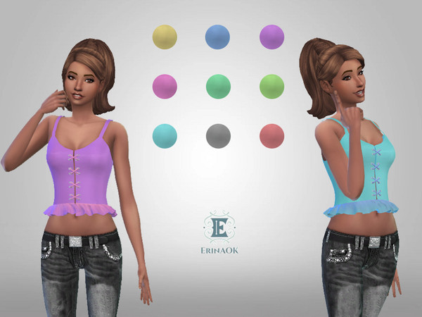 Sims 4 — Women's Top 0725 by ErinAOK — Women's Lace Up Top 9 Swatches