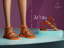 Sims 4 — "Afelia" leather strips sandals  by FlyStone — Amazing leather strips sandals on a thick sole with a