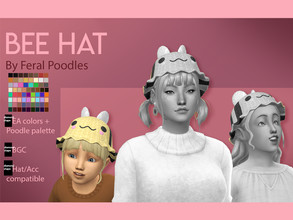 Sims 4 — Bee Hat (Toddler) by feralpoodles — A bee version of my crocheted bucket hat!! This is the version meant for