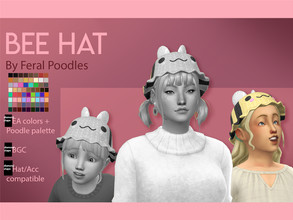 Sims 4 — Bee Hat (Child) by feralpoodles — A bee version of my crocheted bucket hat!! This is the version meant for CHILD