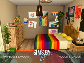 Sims 4 — Rainbow Bedroom by SIMSBYLINEA — This bedroom is filled with light, joy and pride - and lots of plants! A cozy