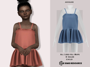 Sims 4 — Dress No.236 by _Akogare_ — Akogare Dress No.236 -8 Colors - New Mesh (All LODs) - All Texture Maps - HQ