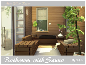 Sims 4 — Bathroom with Sauna by philo —  This is a two in one, a bathroom and a sauna within one room. Size of the room: