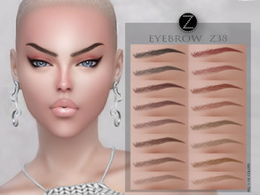 Sims 4 — EYEBROW Z38 by ZENX — -Base Game -All Age -For Female -16 colors -Works with all of skins -Compatible with HQ