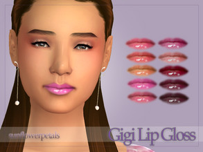 Sims 4 — Gigi Lip Gloss by SunflowerPetalsCC — A "wet look" gloss in 10 shades.