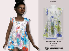 Sims 4 — Dress No.237 by _Akogare_ — Akogare Dress No.237 -6 Colors - New Mesh (All LODs) - All Texture Maps - HQ