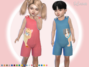 Sims 4 — Lucy [jumpsuit with applique] by talarian — Jumpsuit with kitty and doggie applique * New Mesh * 19 colors *