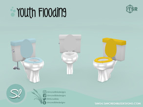 Sims 4 — Youth Flooding Toilet by SIMcredible! — by SIMcredibledesigns.com available at TSR 3 colors variations