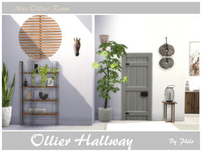 Sims 4 — Ollier Hallway by philo — This is a hallway that leads to 5 different rooms. Size of the room: 8X5 Medium Walls
