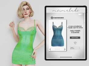 Sims 4 — Crystal-Embellished Metallic-Twill Mini Dress MC417 by mermaladesimtr — New Mesh 5 Swatches All Lods Teen to